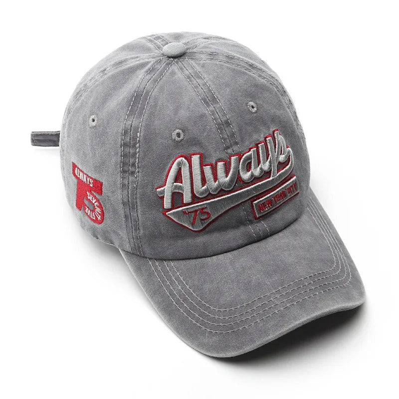 Retro Baseball Cap 3d Embroidery Always Unstructured Distressed Hat
