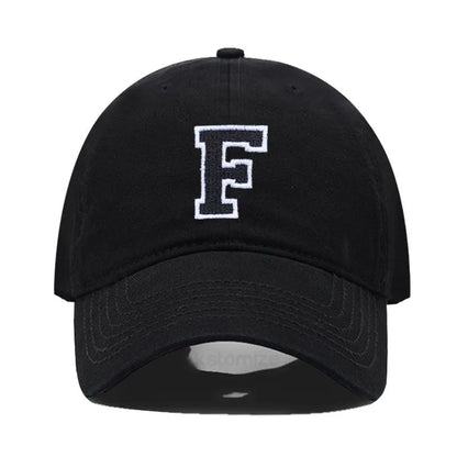 Initial Letter A-Z Embroider Baseball Cap Men Womne Soft Cotton Team Sport Visors Snapback Caps
