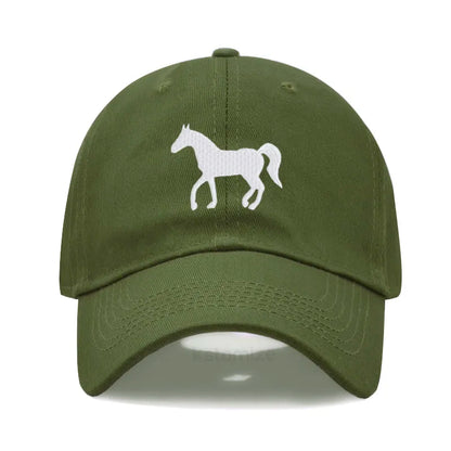 Horse Embroidered Baseball Cap Women Men Adjustable Washed Cotton Dad Hat Unisex Classic Golf Caps