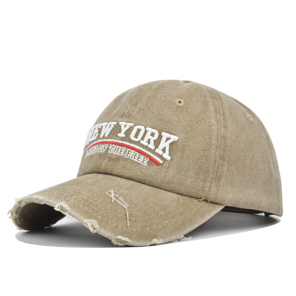 Retro Embroidered Letter Baseball Cap Unisex Adjustable Washed Cotton Hip Hop Snapback Outdoor