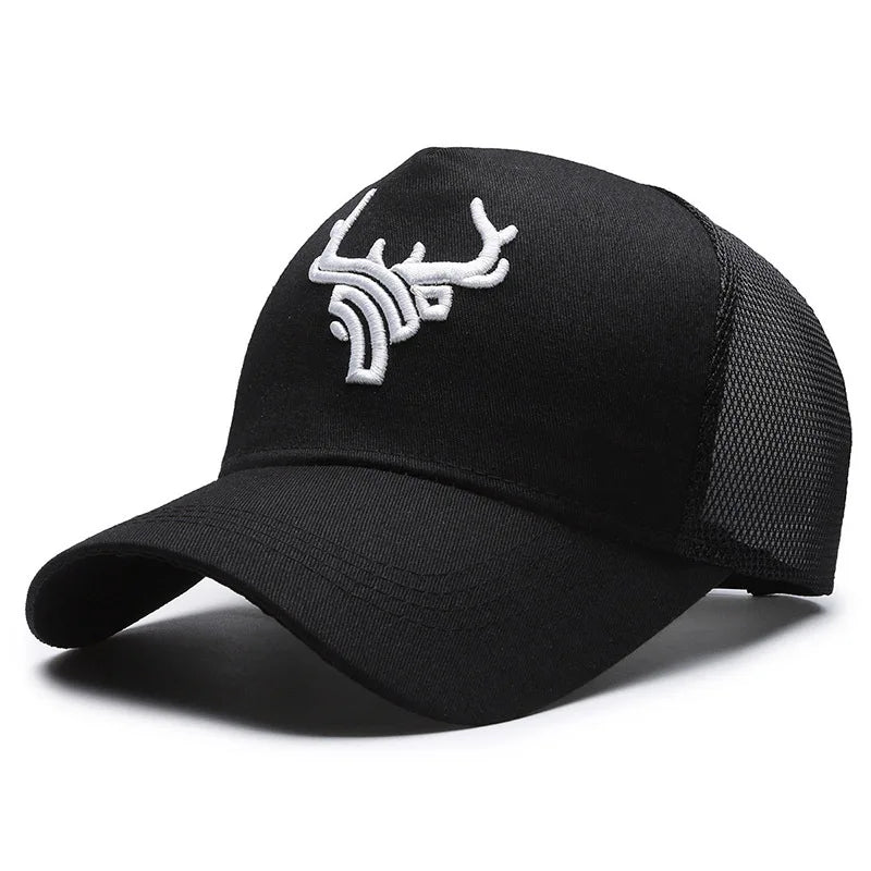 Unisex Animal Antlers Embroidery Baseball Net Caps Spring and Summer Outdoor Adjustable Casual Hats Sunscreen Hat