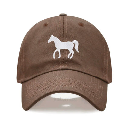 Horse Embroidered Baseball Cap Women Men Adjustable Washed Cotton Dad Hat Unisex Classic Golf Caps