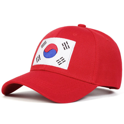 Unisex Korean Flag Embroidery Baseball Caps Spring Autumn Outdoor Adjustable Casual Hats Sunscreen