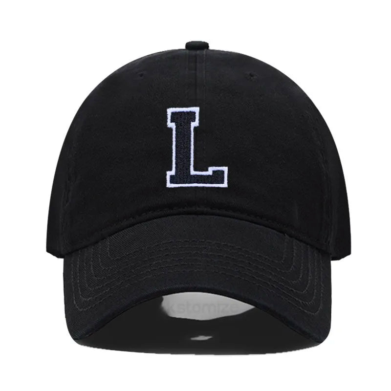 Initial Letter A-Z Embroider Baseball Cap Men Womne Soft Cotton Team Sport Visors Snapback Caps