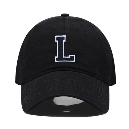 Initial Letter A-Z Embroider Baseball Cap Men Womne Soft Cotton Team Sport Visors Snapback Caps
