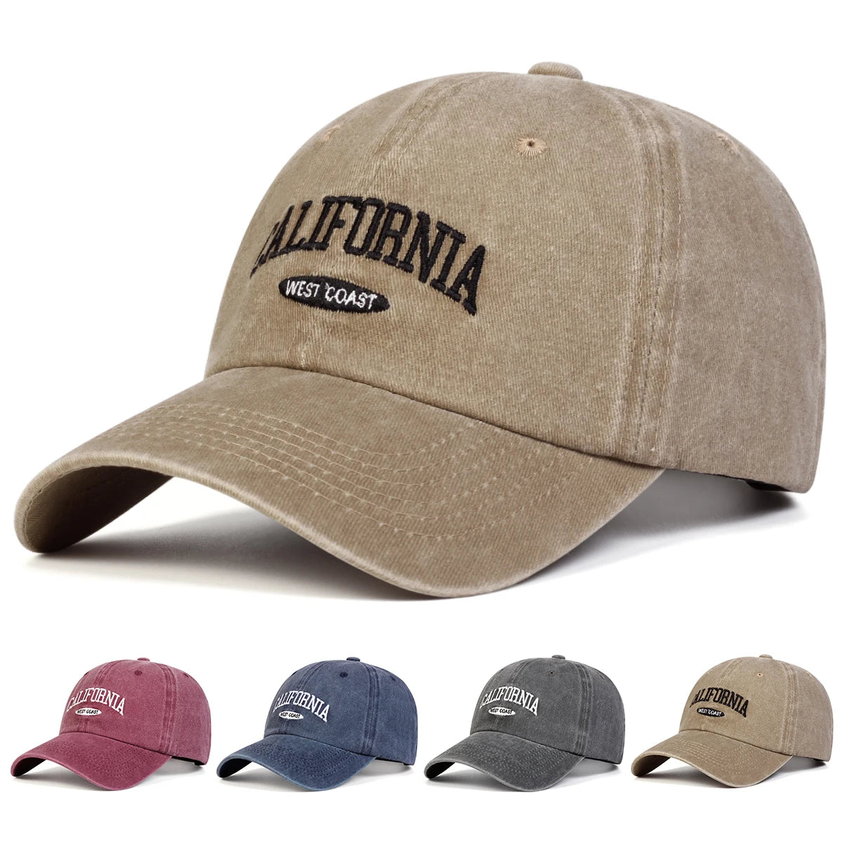 Unisex California Letter Embroidery Wash Baseball Caps Spring Autumn Outdoor Adjustable Casual Hats