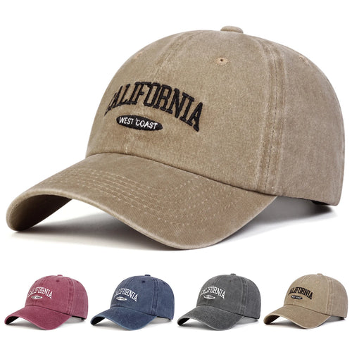 Unisex California Letter Embroidery Wash Baseball Caps Spring Autumn Outdoor Adjustable Casual Hats