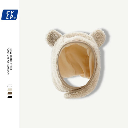 Safe Bear Ear Bomber Hats Men Women Abi Pilot Hat Helmet Rockwool Magnetic Buckle Ear Protector Hip Hop Beanies Outdoor Ski Hat