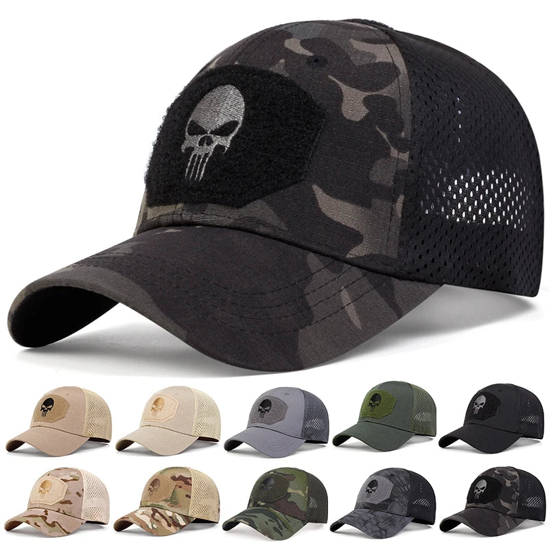 Unisex Skull Embroidered Top Patch Breathable Baseball Caps Spring Autumn Outdoor Adjustable Casual