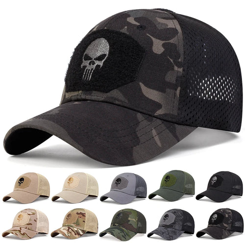Unisex Skull Embroidered Top Patch Breathable Baseball Caps Spring Autumn Outdoor Adjustable Casual