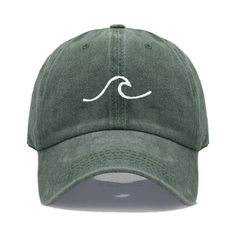 Men S Baseball Cap Women Washed Cotton Waves Embroidery Dad Hat Sport Golf Caps Man Sun Hats