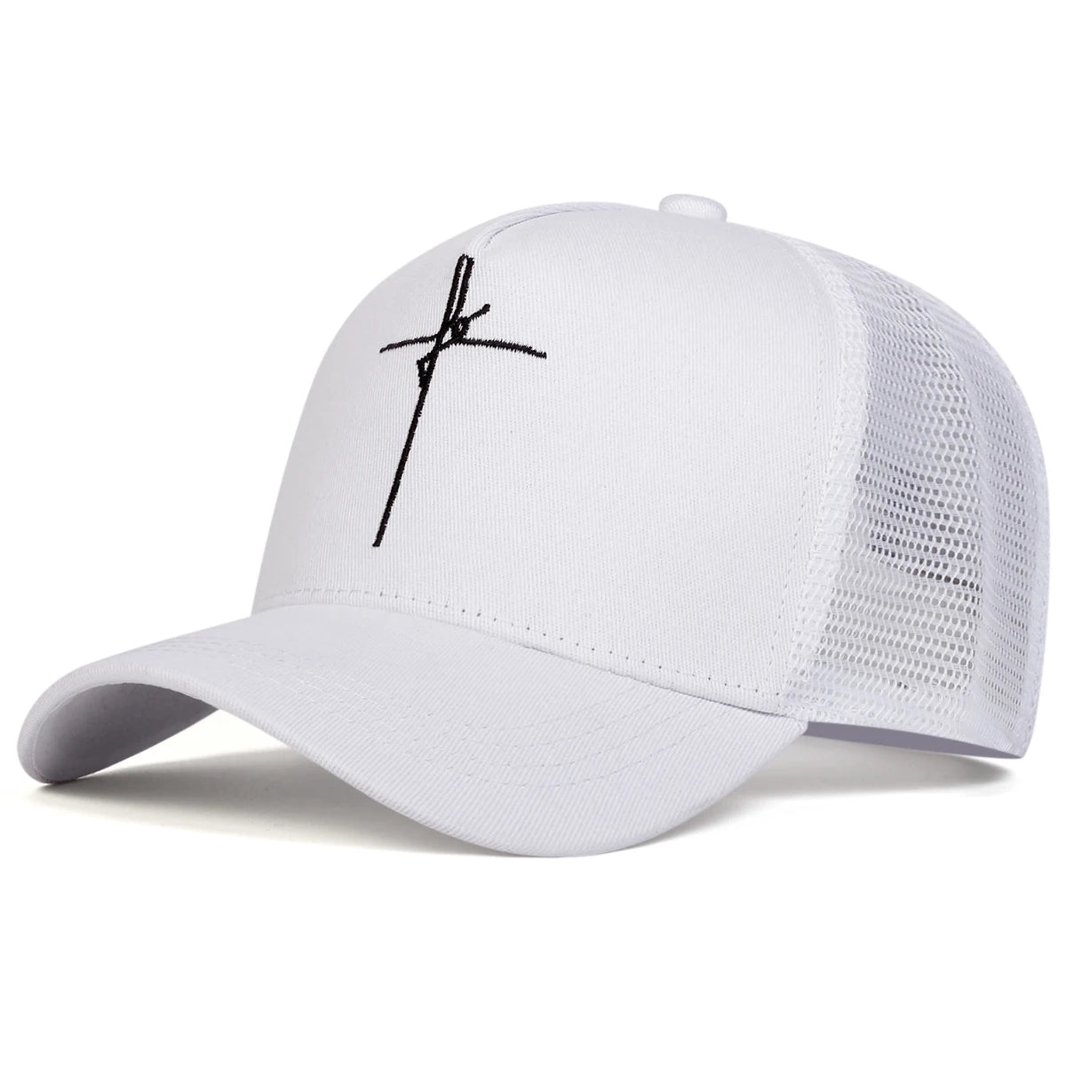 Unisex Cross Embroidery Baseball Net Caps Spring Summer Outdoor Adjustable Casual Hats Sunscreen Hat
