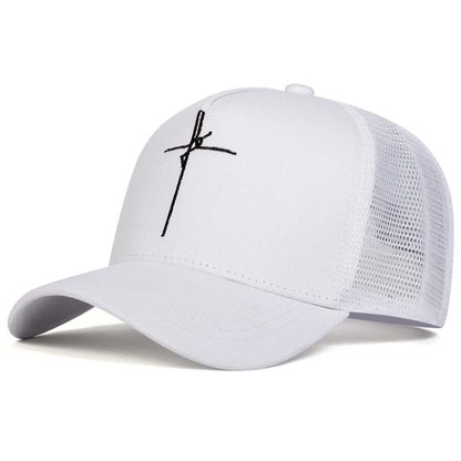 Unisex Cross Embroidery Baseball Net Caps Spring Summer Outdoor Adjustable Casual Hats Sunscreen Hat