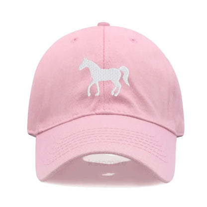 Horse Embroidered Baseball Cap Women Men Adjustable Washed Cotton Dad Hat Unisex Classic Golf Caps