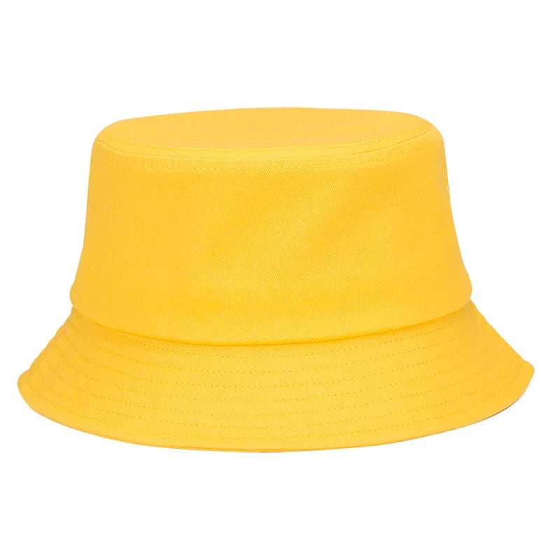 100 Cotton Solid Color Bucket Hat Summer Sun Protection Breathable Round Crown