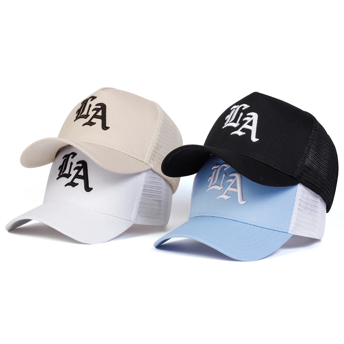 Unisex La Letter Embroidery Baseball Net Caps Hip Hop Cap Spring Summer Outdoor Adjustable Casual