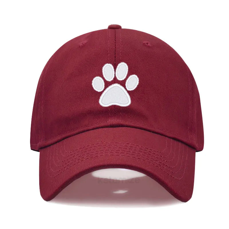 Dog Paw Embroidered Baseball Cap Women Men Adjustable Washed Cotton Dad Hat Unisex Classic Golf Caps