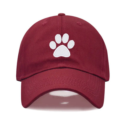Dog Paw Embroidered Baseball Cap Women Men Adjustable Washed Cotton Dad Hat Unisex Classic Golf Caps