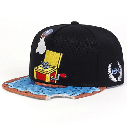 Unisex Eye Pizza Embroidery Hip-Hop Hats Spring Autumn Outdoor Adjustable Casual Baseball Caps