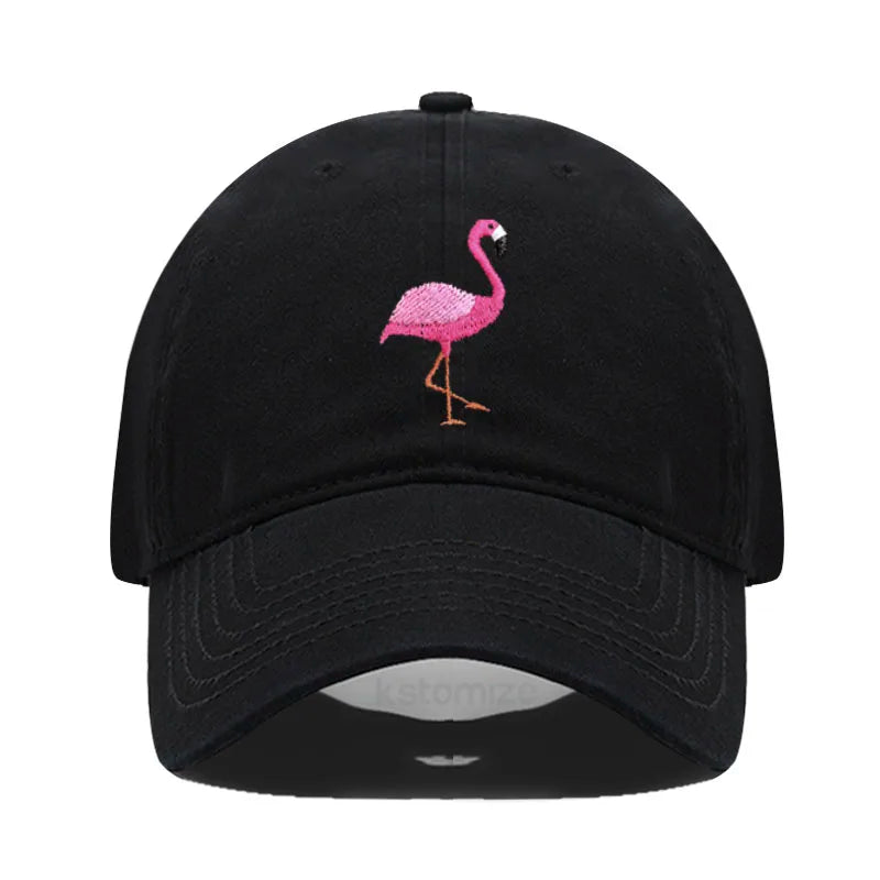 Animal Embroidery Flamingo Baseball Caps Men Women Retro Soft Washed Cotton Dad Hat Snapback Cap