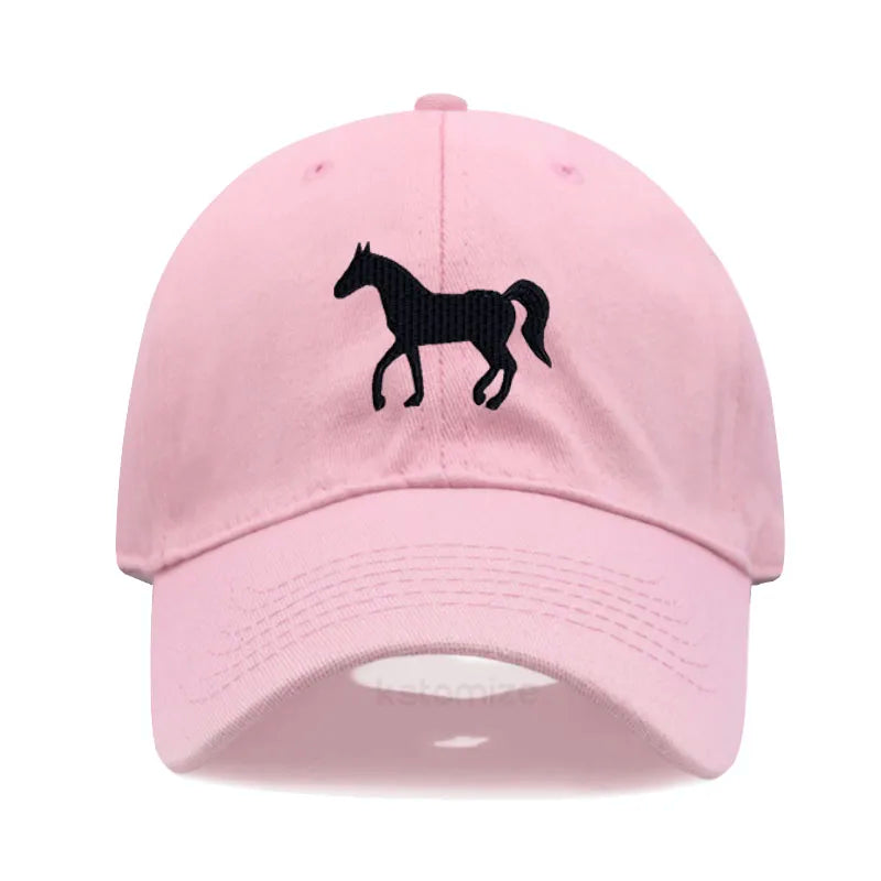 Horse Embroidered Baseball Cap Women Men Adjustable Washed Cotton Dad Hat Unisex Classic Golf Caps