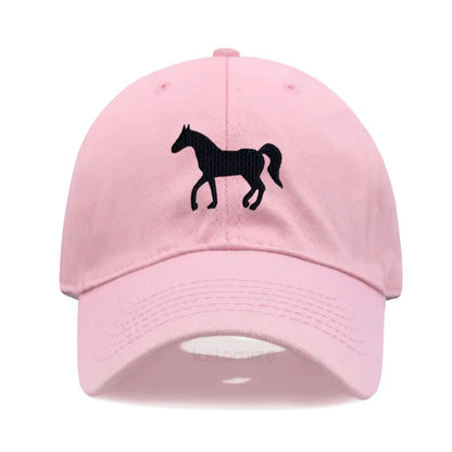 Horse Embroidered Baseball Cap Women Men Adjustable Washed Cotton Dad Hat Unisex Classic Golf Caps
