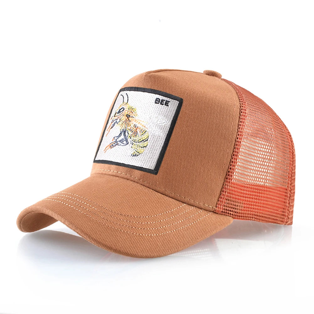 Fashion Unisex Baseball Cap With Embroidery With Bee Patch Men's Snapback Hip Hop Trucker Caps Women Adjustable Sun Visor Hat