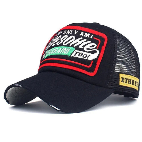 Spring Summer Mesh Embroidery Letter Awesome Baseball Cap Women S Hat Men Outdoor Sunscreen