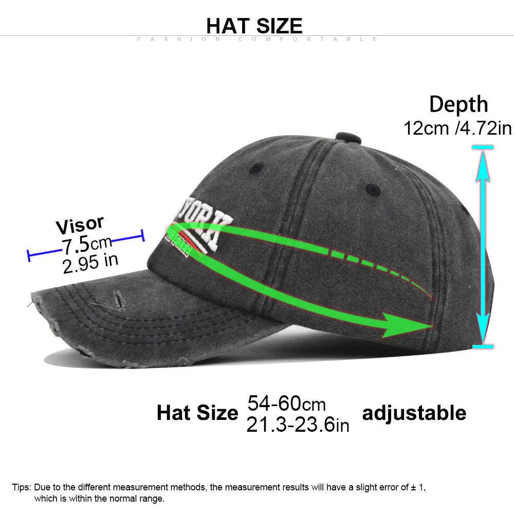 Retro Embroidered Letter Baseball Cap Unisex Adjustable Washed Cotton Hip Hop Snapback Outdoor
