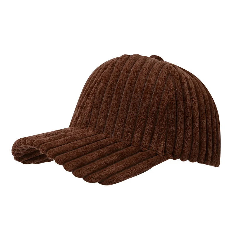 Winter Warm Corduroy Baseball Caps Men Women Solid Color Kpop Retro Adjustable Snapback Hats Trucker