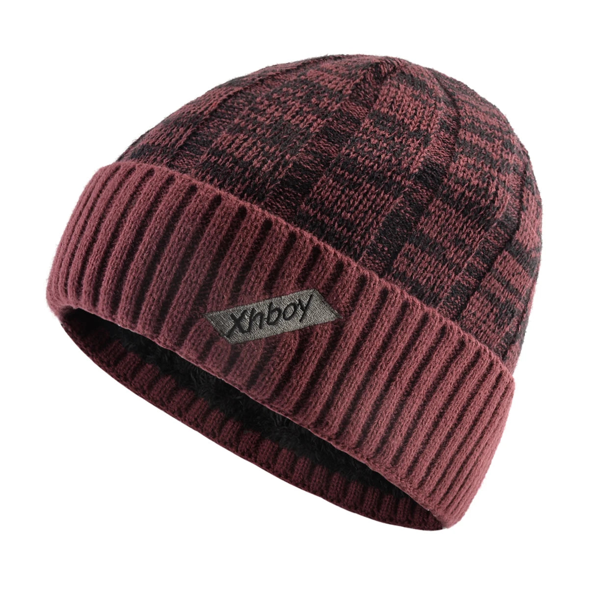 KKISSBAOBEI Winter Warm Beanie Men Knitted Mixed Color Hat Double Layer Thick Hats Men's Outdoor Ski Hats