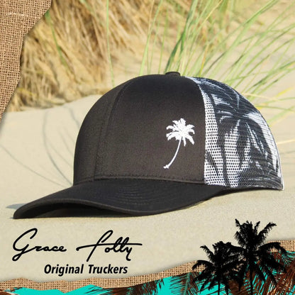Trucker Cool Designs Breathable Coconut Tree Embroidery Baseball Outdoor Shade Sun Protection Mesh