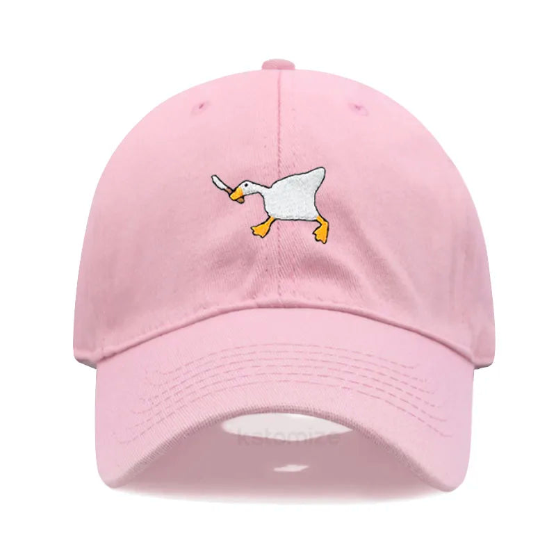 Unisex Dad Hat Embroidered Goose Pattern Fashionable Style Duckbill Cap Men Women