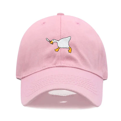 Unisex Dad Hat Embroidered Goose Pattern Fashionable Style Duckbill Cap Men Women