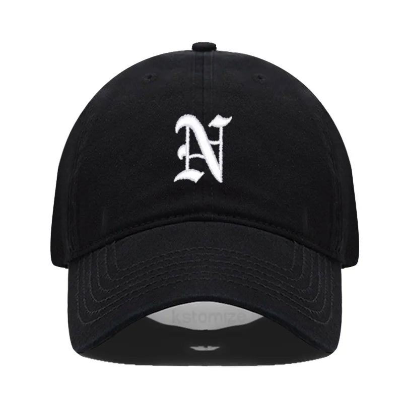 Old English Letter A-Z Embroider Baseball Cap Men Womne Soft Cotton Team Sport Visors Snapback Caps