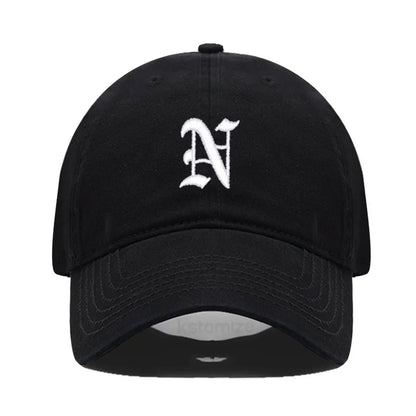 Old English Letter A-Z Embroider Baseball Cap Men Womne Soft Cotton Team Sport Visors Snapback Caps