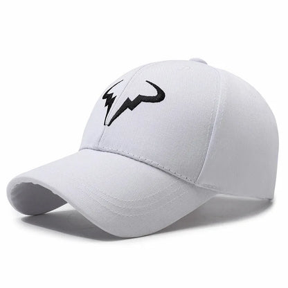 Stylish Black Baseball Cap with Unique White Bull - horn - like Logo, Ideal for Everyday Wear and Outdoor Activities