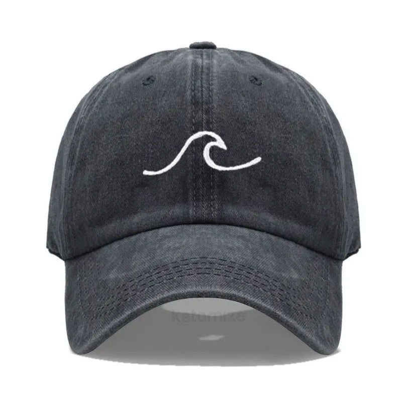 Men S Baseball Cap Women Washed Cotton Waves Embroidery Dad Hat Sport Golf Caps Man Sun Hats