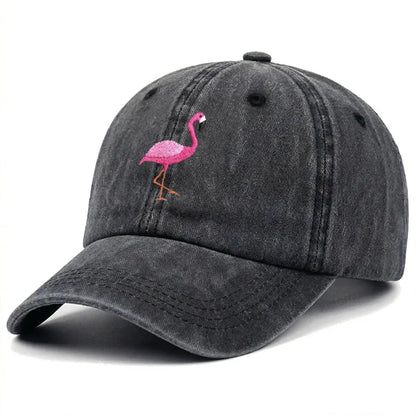 Animal Embroidery Flamingo Baseball Caps Men Women Retro Soft Washed Cotton Dad Hat Snapback Cap