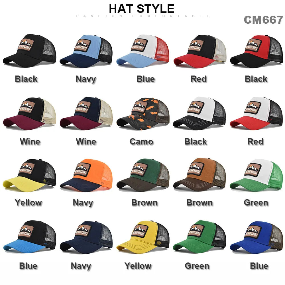 Brand Letter Mesh Breathable Hat Women Men Embroidery Baseball Cap Snapback Sunshade Outdoor Sunhat