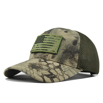 Adjustable Snapback Mesh Baseball Cap Outdoor Sports Breathable Sun Protection Hat Camouflage