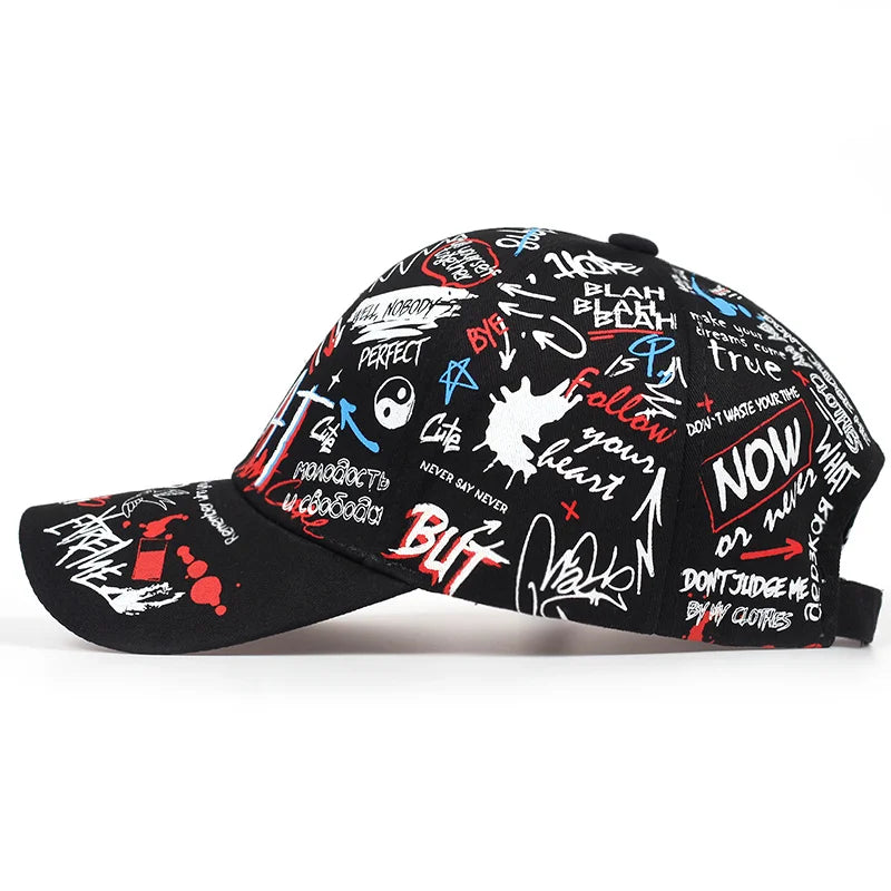Graffiti Printing Baseball Cap Outdoor Cotton Shade Hat Men Women Summer Caps Adjustable Leisure