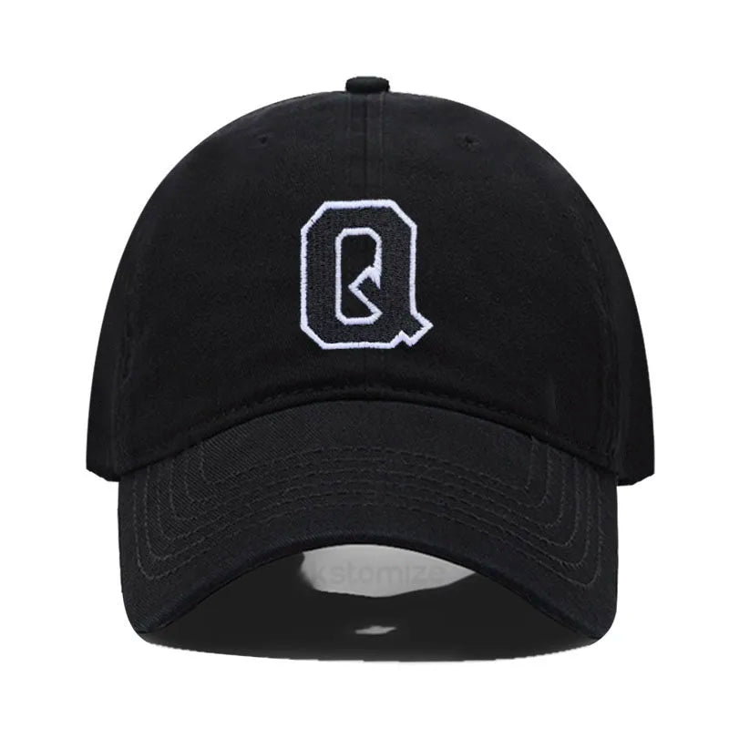 Initial Letter A-Z Embroider Baseball Cap Men Womne Soft Cotton Team Sport Visors Snapback Caps