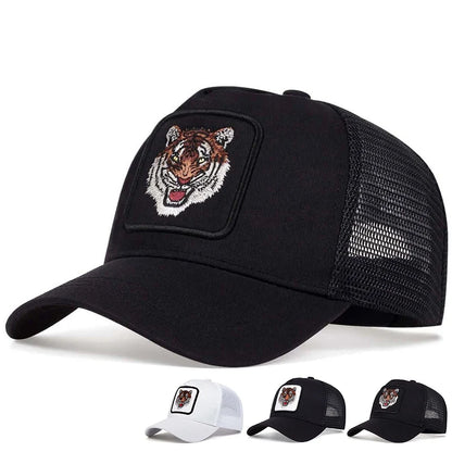 Unisex Tiger Embroidery Baseball Net Caps Spring Summer Outdoor Adjustable Casual Hats Sunscreen Hat