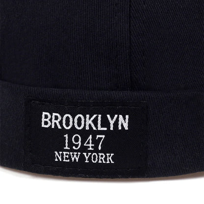 Menwomen Skull Cap Sailor Headdress Leaf Rivets Embroidery Warm Rolled Cuff Blanket Brimless Plain