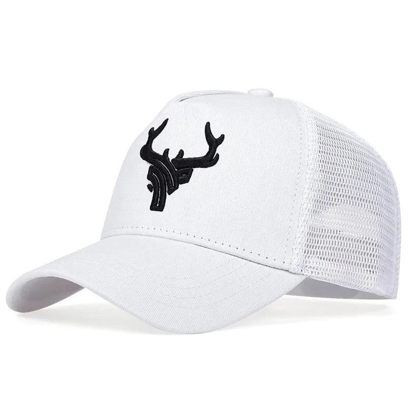 Unisex Animal Antlers Embroidery Baseball Net Caps Spring Summer Outdoor Adjustable Casual Hats