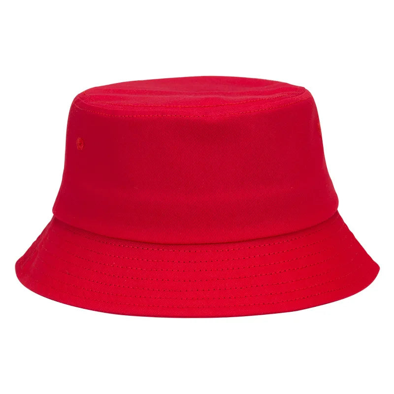 100 Cotton Solid Color Bucket Hat Summer Sun Protection Breathable Round Crown