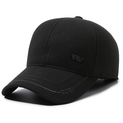 Men Warm Thick Autumn Winter Baseball Caps Male Sport Visors Earflaps Dad Snapback Cap Hat - Thick