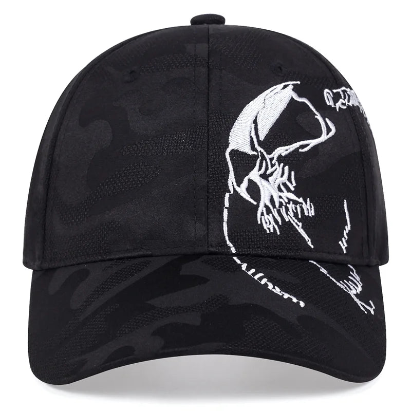 Unisex Side Skull Pattern Embroidery Baseball Caps Spring Autumn Outdoor Adjustable Casual Hats