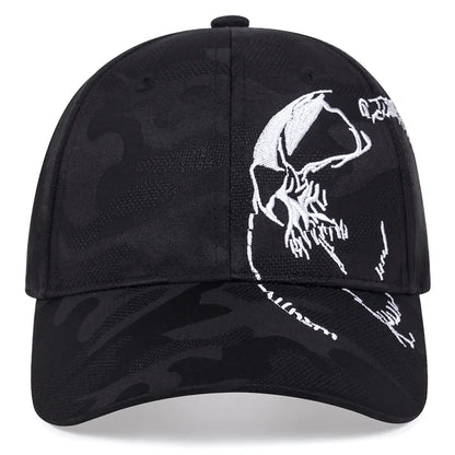 Unisex Side Skull Pattern Embroidery Baseball Caps Spring Autumn Outdoor Adjustable Casual Hats